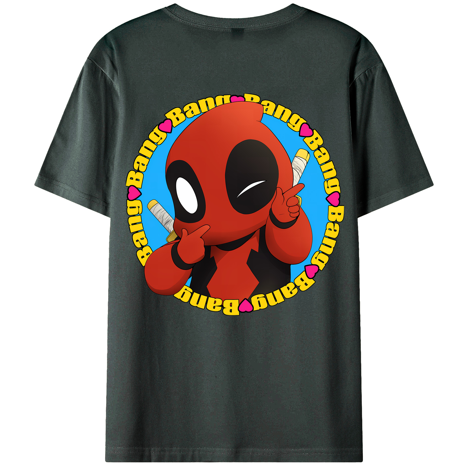 （画像用） Deadpool デッドプール 綿100％ メンズ半袖Tシャツ（バックプリント） 通気性